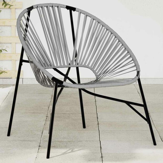 Tuinstoel Egg poly rattan zwart en lichtgrijs 1