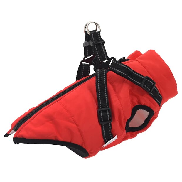 Hondenjas met harnas waterdicht reflecterend rood L28 1