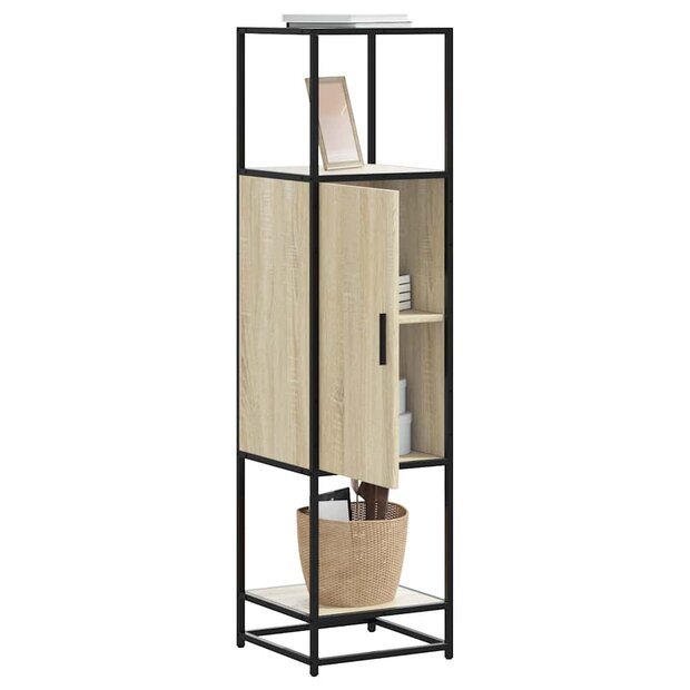 Hoge kast 35,5x35x139 cm bewerkt hout en metaal sonoma eiken 1