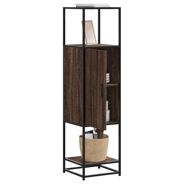 Hoge kast 35,5x35x139 cm bewerkt hout en metaal bruin eiken 1