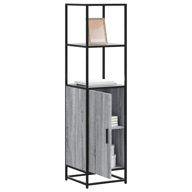 Hoge kast 35,5x35x139 cm bewerkt hout en metaal grijs sonoma 1