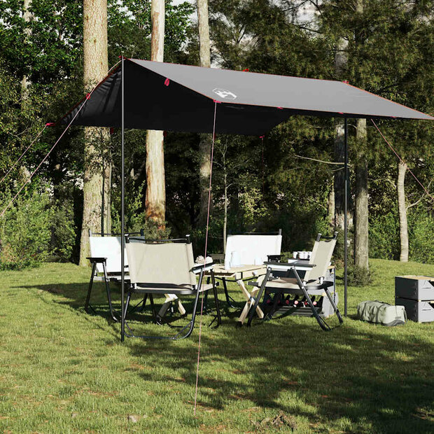 Kampeerluifel waterdicht 300x294 cm grijs en oranje 1