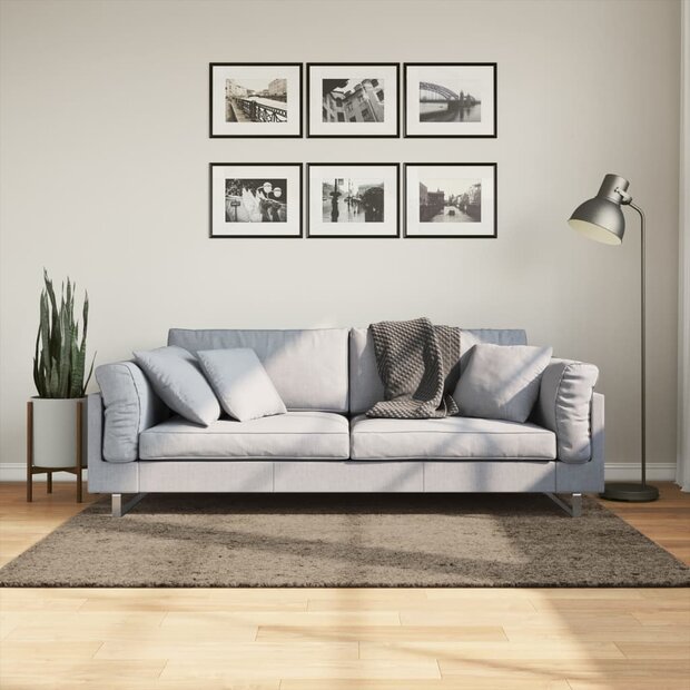 Vloerkleed ISTAN hoogpolig glanzend 120x170 cm grijs 1