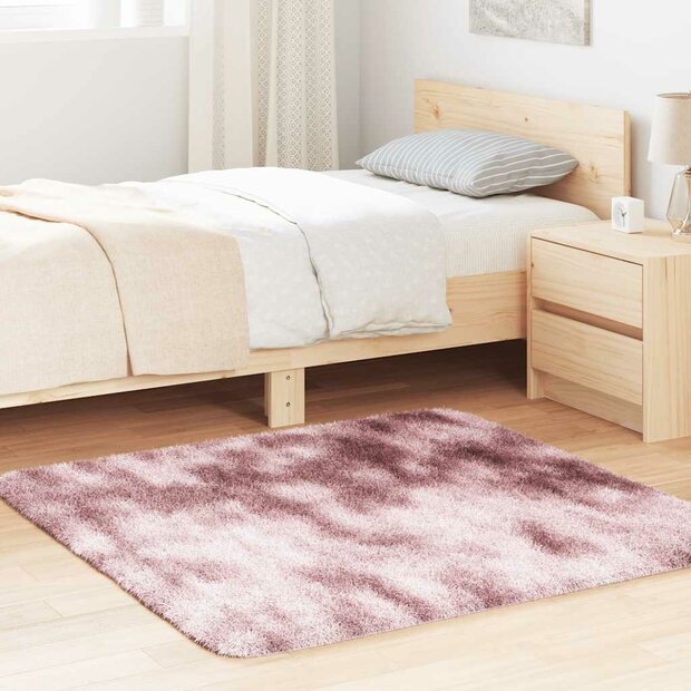 Hoogpolig vloerkleed NAVARRA 120x120 cm polyester stoffig roze 1