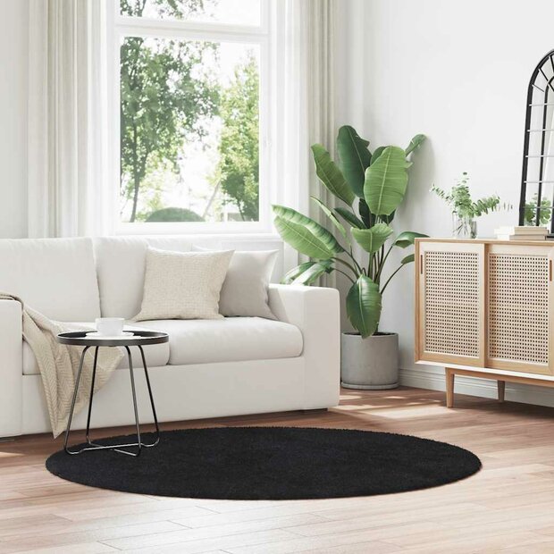 Hoogpolig vloerkleed NAVARRA 160x160 cm polyester zwart 1