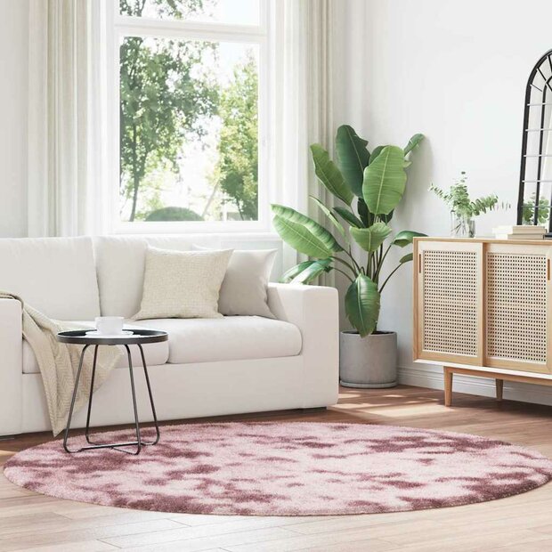Hoogpolig vloerkleed NAVARRA 200x200 cm polyester stoffig roze 1