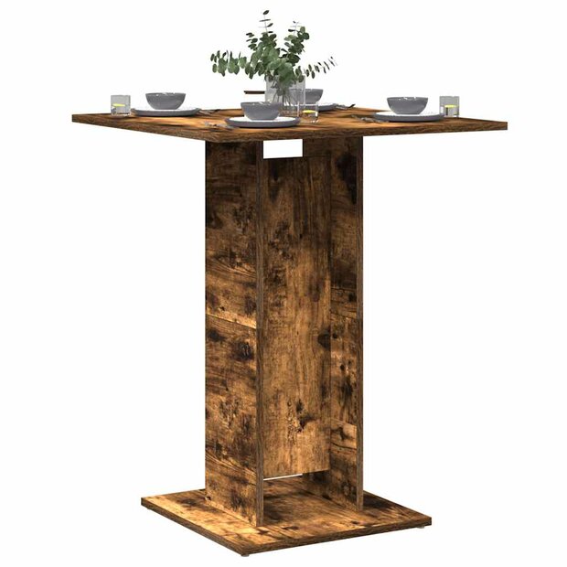 Bistrotafel 60x60x75 cm bewerkt hout gerookt eikenkleurig 1