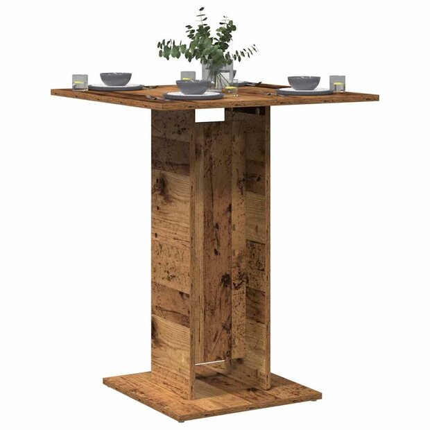 Bistrotafel 60x60x75 cm bewerkt hout oud houtkleurig 1