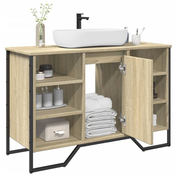 Wastafelkast 91x35x60 cm bewerkt hout sonoma eikenkleurig 1