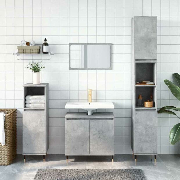 Badkamerkast 58x33x60 cm bewerkt hout betongrijs 1