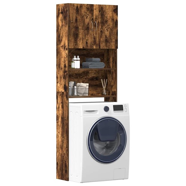 Wasmachinekast 64x24x190 cm bewerkt hout gerookt eikenkleurig 1