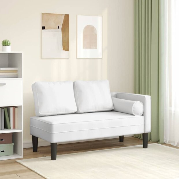 Chaise longue met kussens kunstleer wit 1