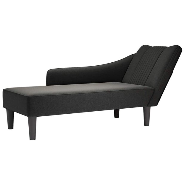 Chaise longue met rechterarmleuning stof zwart 1