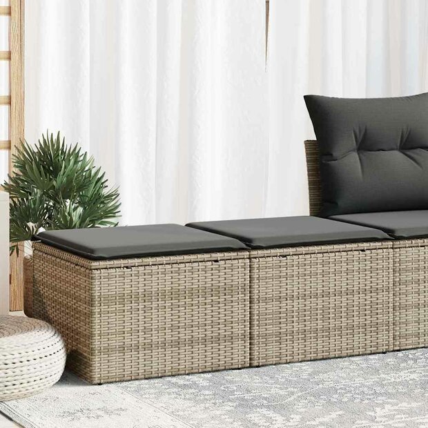 2-delige Loungeset met kussens poly rattan acacia grijs 1