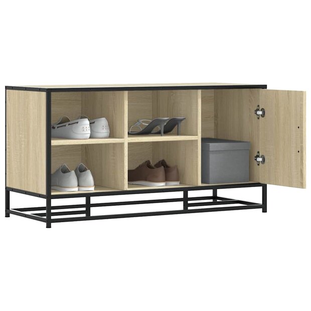 Schoenenbank 100x40x53,5 cm bewerkt hout en metaal sonoma eiken 1