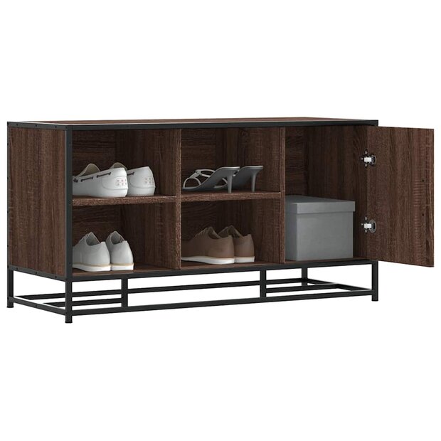 Schoenenbank 100x40x53,5 cm bewerkt hout en metaal bruin eiken 1