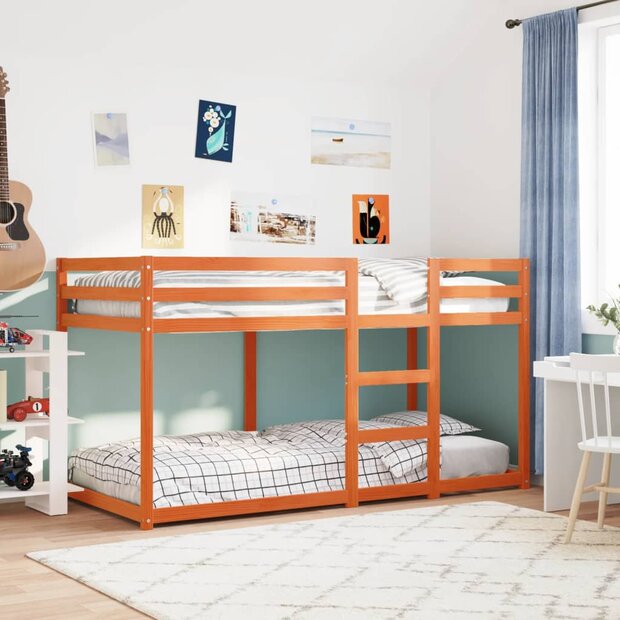 Stapelbed massief grenenhout wasbruin 90x200 cm 1