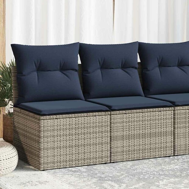 2-delige Loungeset met kussens poly rattan acacia grijs 1