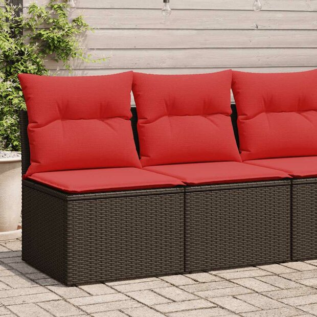 2-delige Loungeset met kussens poly rattan acacia bruin 1