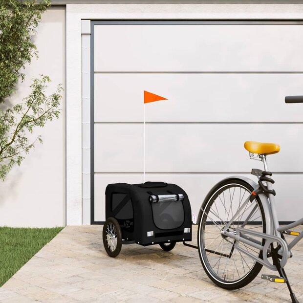 Hondenfietstrailer oxford stof en ijzer zwart 1