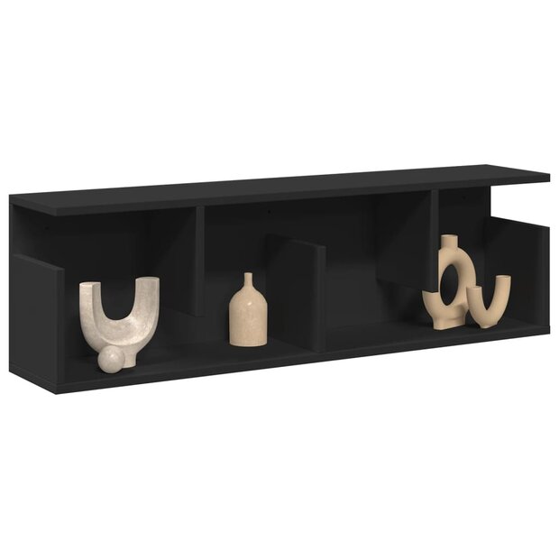 Wandkast 100x20x30 cm bewerkt hout zwart 1