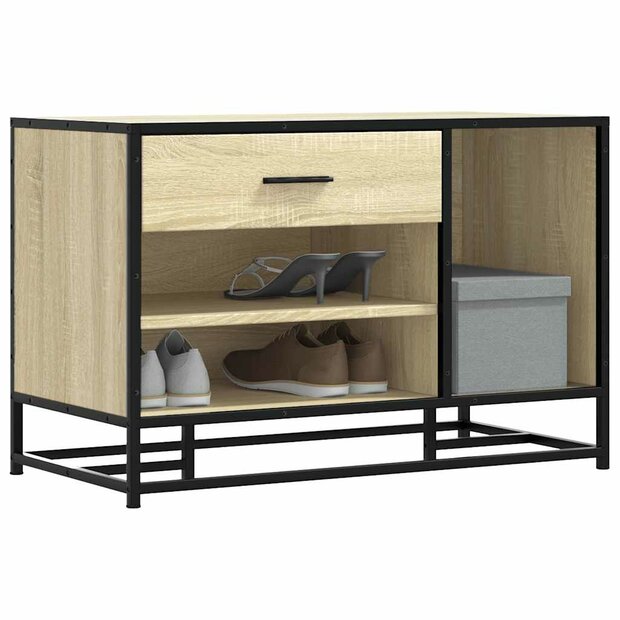 Schoenenbank 80x40x53,5 cm bewerkt hout en metaal sonoma eiken 1