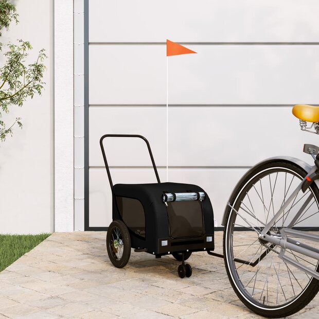 Hondenfietstrailer oxford stof en ijzer zwart 1
