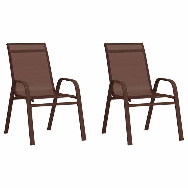 Tuinstoelen stapelbaar 2 st textileen stof bruin 1