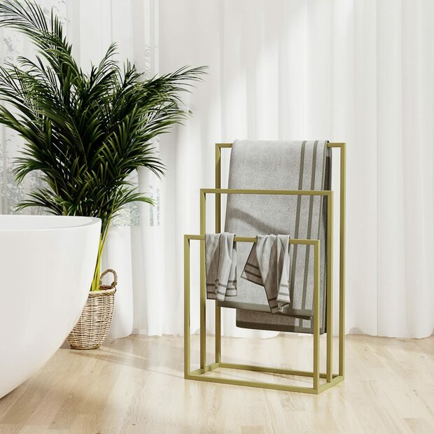Handdoekenrek vrijstaand 48x24x79 cm ijzer goudkleurig 1
