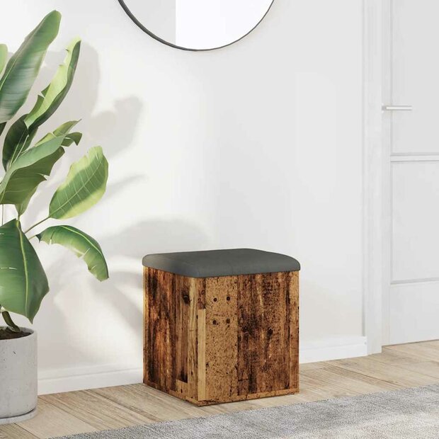 Opbergbank 42x42x45 cm bewerkt hout oud houtkleurig 1