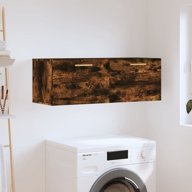 Wandkast 100x36,5x35 cm bewerkt hout gerookt eikenkleurig 1