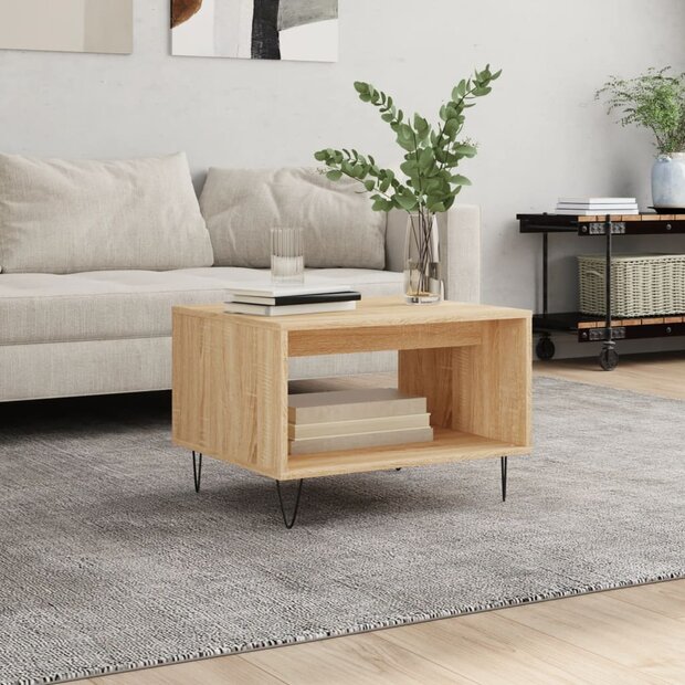 Salontafel 60x50x40 cm bewerkt hout sonoma eikenkleurig 1