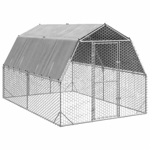 Kippenren met dak 2,5x4x2,25 m gegalvaniseerd staal 1