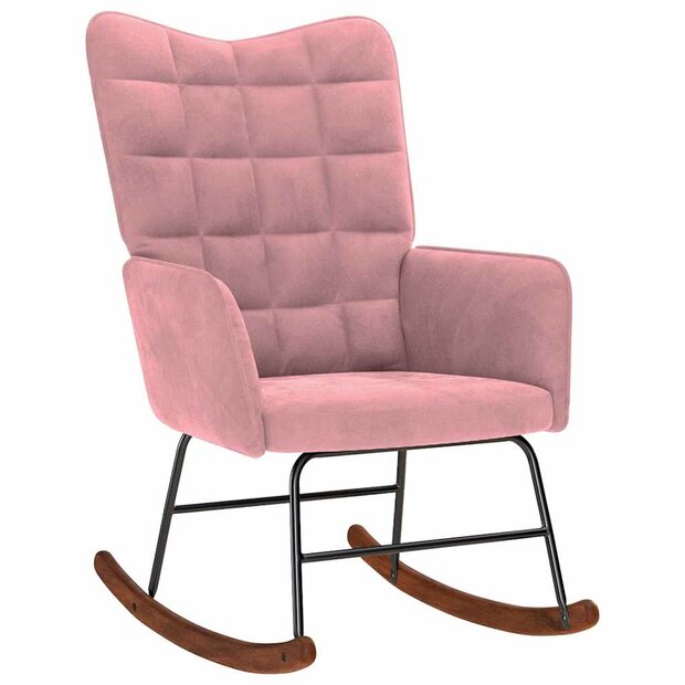 Schommelstoel fluweel roze 1