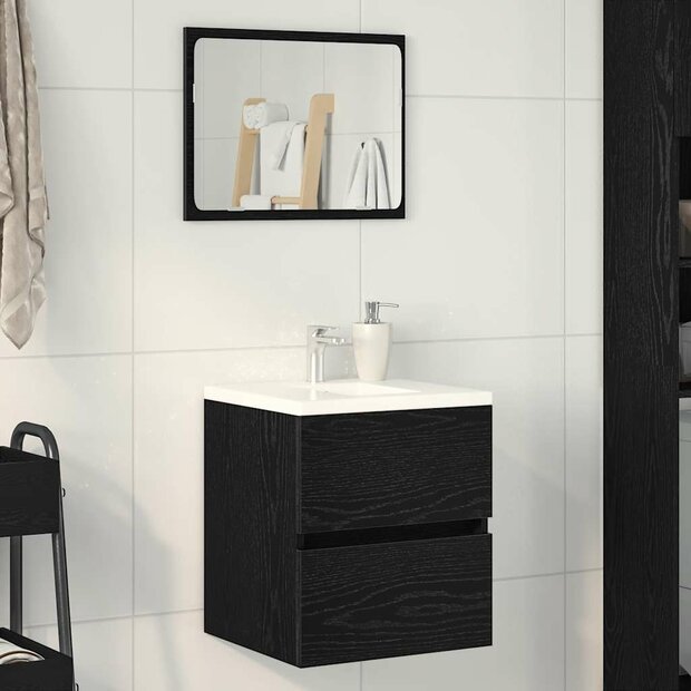 Badkamerwastafelkast Zwart Eiken 41x38,5x45 cm Bewerkt Hout 1