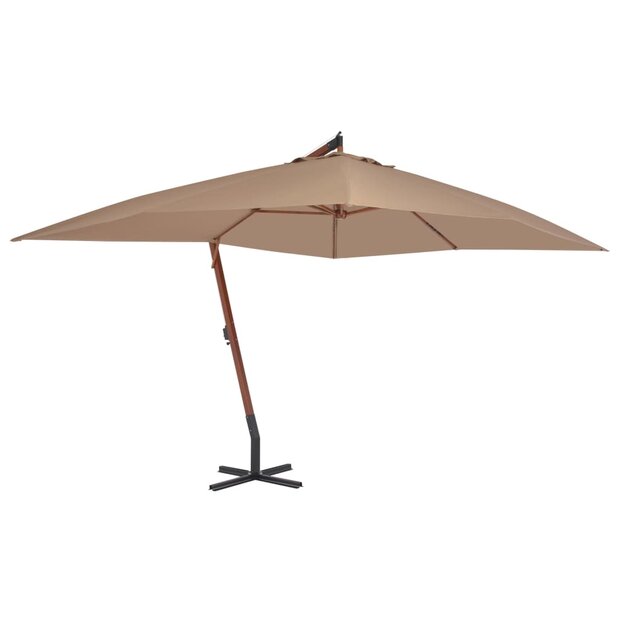 Zweefparasol met houten paal 400x300 cm taupe 1