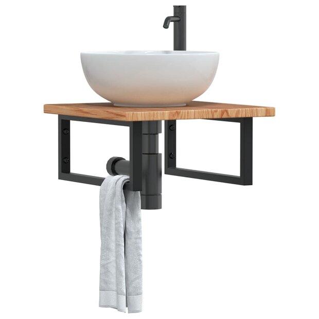 Badkamer wandschap staal en massief eikenhout 1
