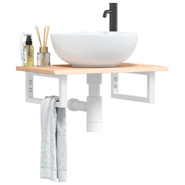 Badkamer wandschap staal en massief eikenhout 1