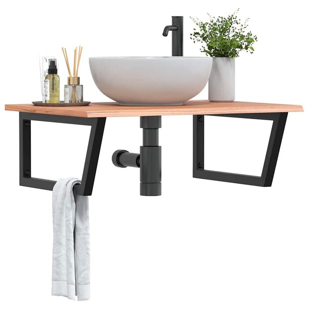 Badkamer wandschap staal en massief eikenhout 1