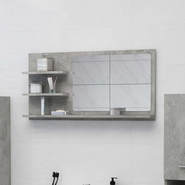 Badkamerspiegel 90x10,5x45 cm bewerkt hout betongrijs 1