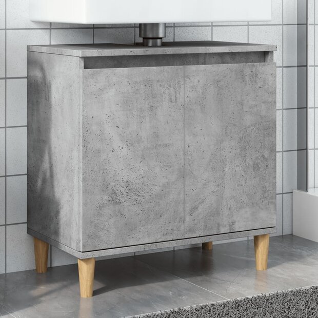 Wastafelkast 58x33x60 cm bewerkt hout betongrijs 1