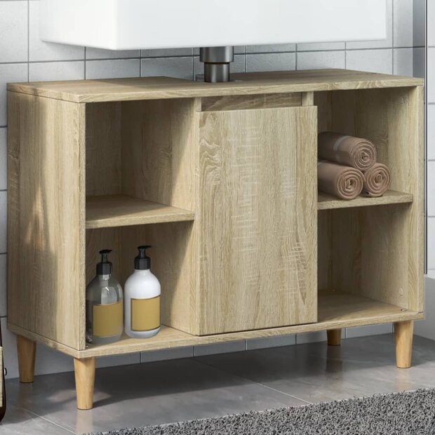 Badkamerkast 80x33x60 cm bewerkt hout sonoma eikenkleurig 1