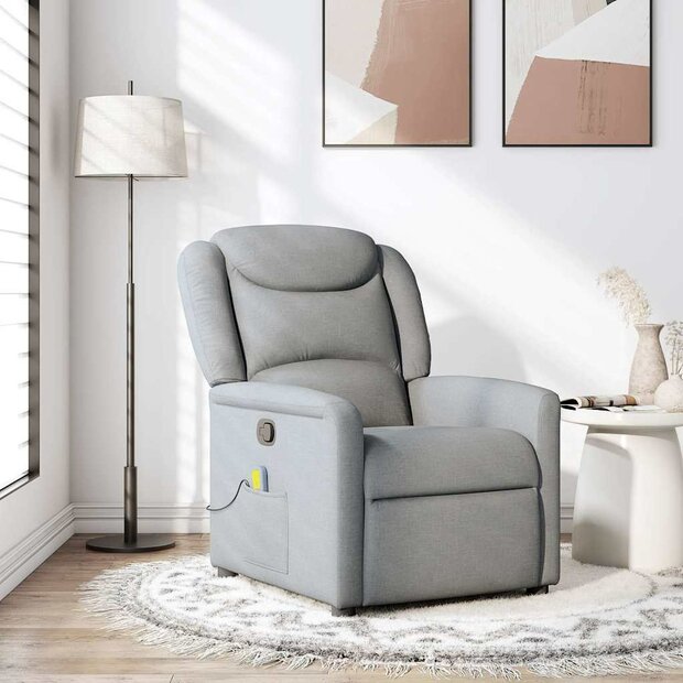 Massagestoel verstelbaar stof lichtgrijs 1