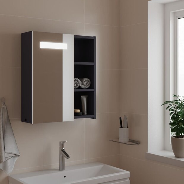 Badkamerkast met spiegel en LED 45x13x52 cm grijs 1