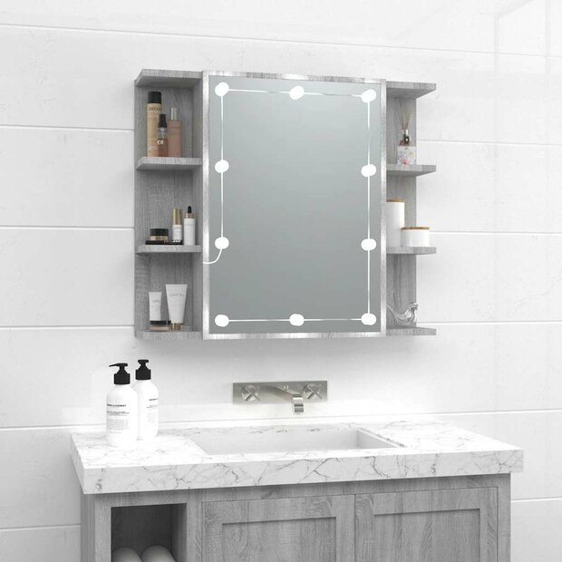 Spiegelkast met LED-verlichting 70x16,5x60 cm grijs sonoma 1