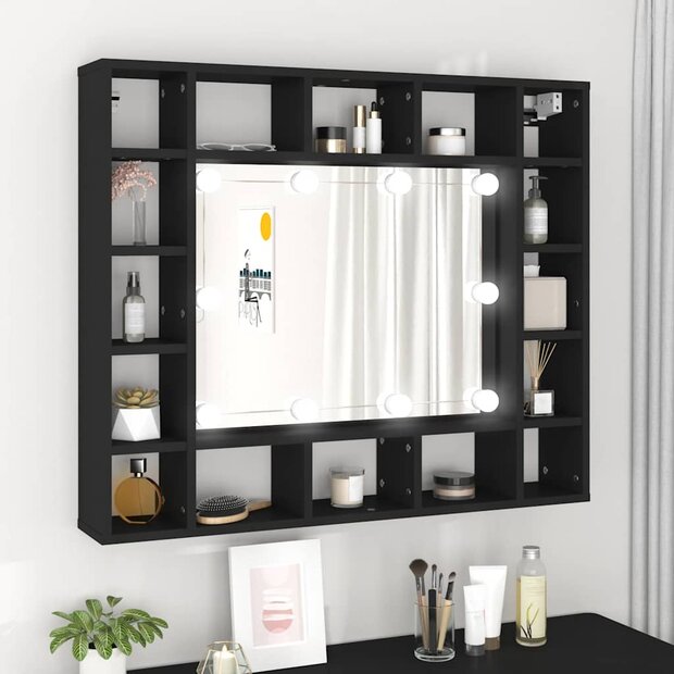 Spiegelkast met LED-verlichting 91x15x76,5 cm zwart 1