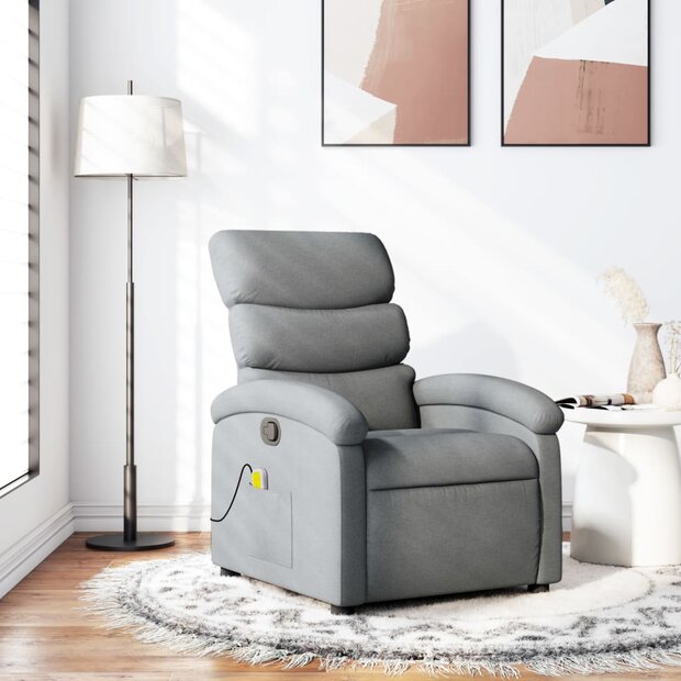 Massagestoel met lichtgrijze stof 1