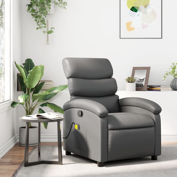 Massagestoel van grijs kunstleer 1