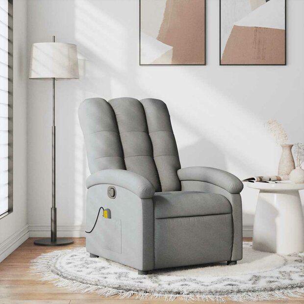 Massagestoel verstelbaar stof lichtgrijs 1