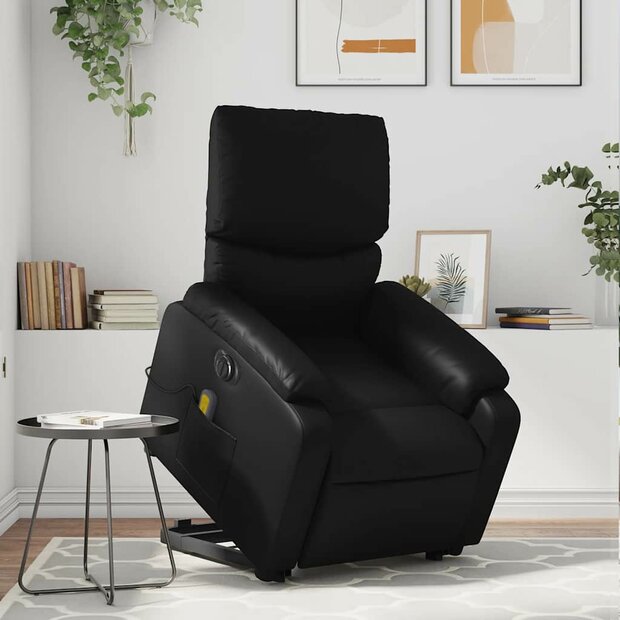 Sta-op-massagestoel elektrisch kunstleer zwart 1